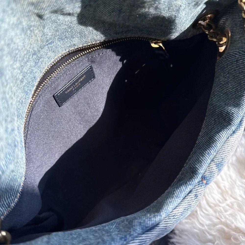 Yves Saint Laurent Blue Denim Quilted Shoulder Bag - Picture 6 of 7